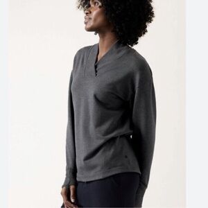 ATHLETA Clarity V-Neck Sweatshirt Charcoal Gray Size Small Athleisure Casual